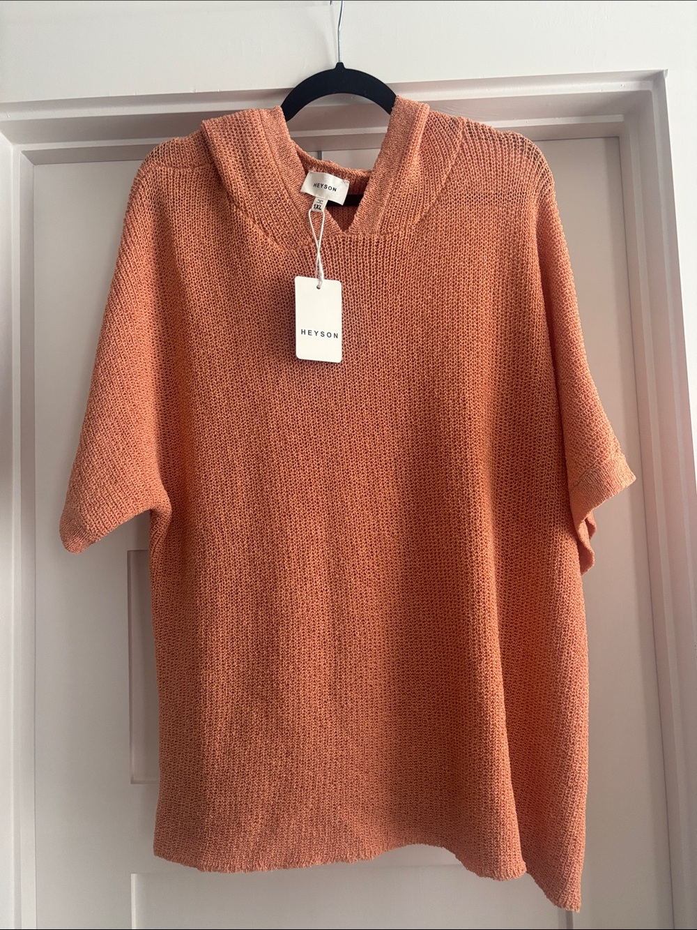 Heyson Size 1X Knit Short-Sleeve Hooded Sweater